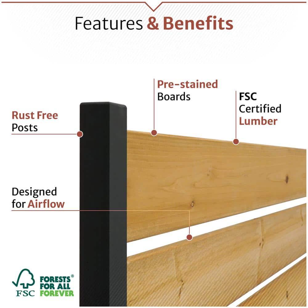 60.5in H x 38.625in W (1 Panel) No Dig Enclo Concord Cedar Wood Privacy Screen, Great to Hide Trash Cans, Decorative Patio Privacy Screen, Outdoor Privacy Fence Panel, Air Conditioner Fence, EC18022