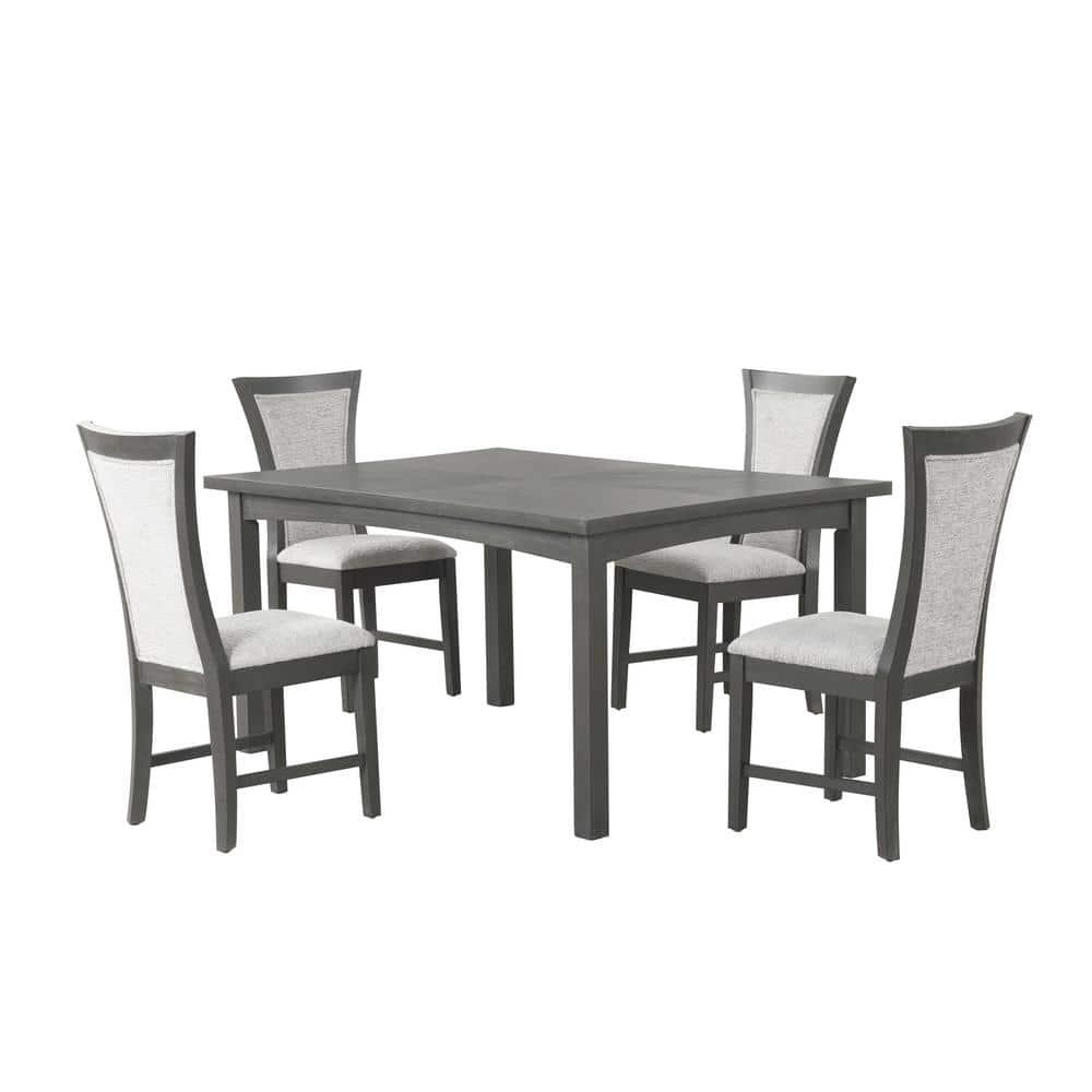 New Classic Furniture Flair  60" Dining Table & 4 Chairs (5 Pc Set)-Gray