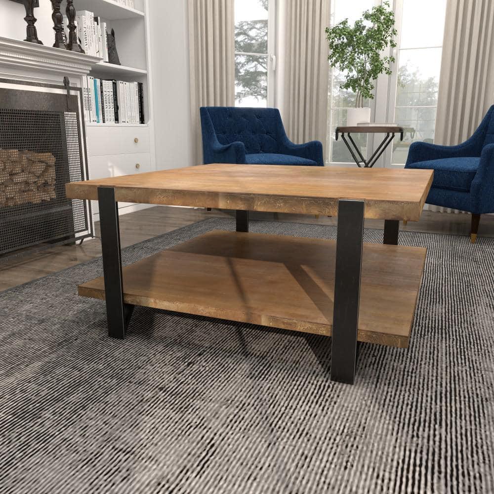Industrial Wood Coffee Table Dark Brown - Olivia & May