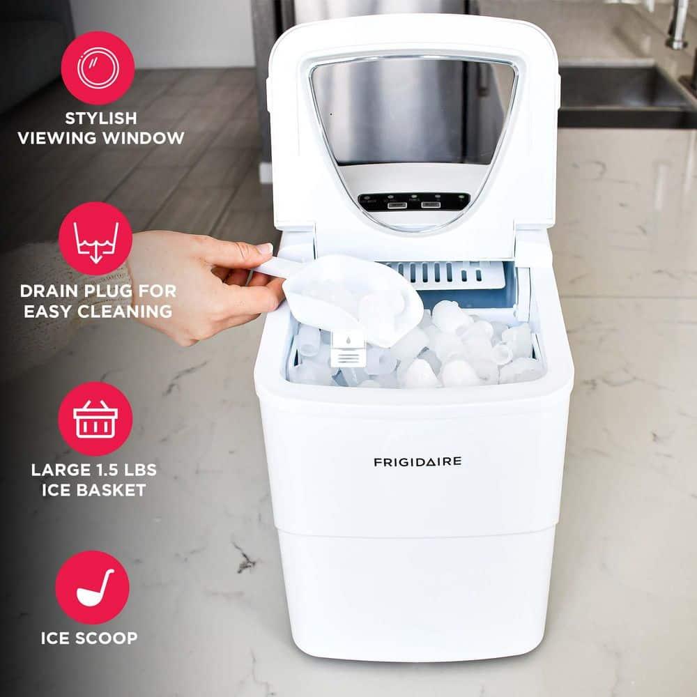 Frigidaire Ice Maker with 26 lbs. Capacity Countertop Stainless Steel Ice Maker with Transparent Window