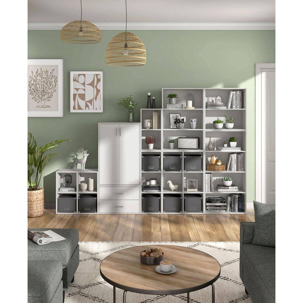 24/7 Shop At Home 46.9" Silkpath Modern 4 Tier Stackable and Modular Bookcase White: Modular Organizer, Open Shelving