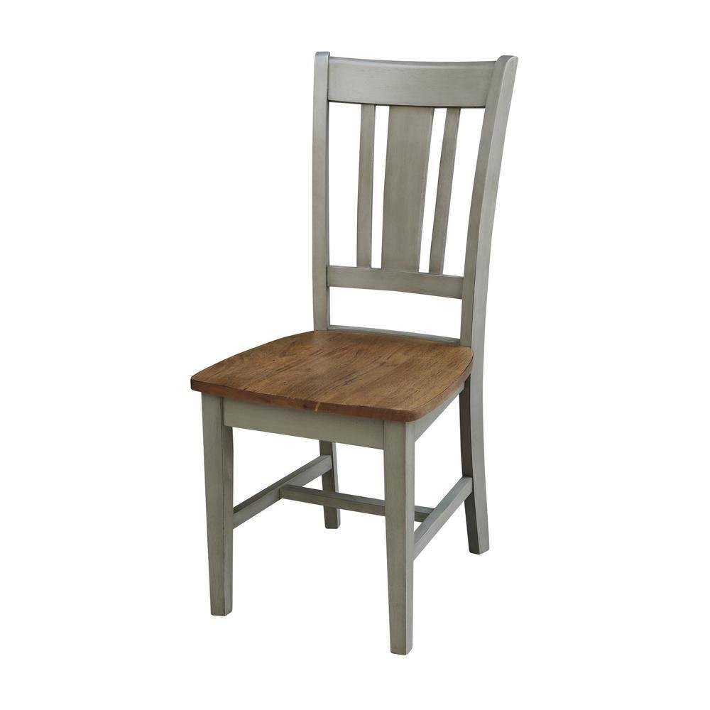 Set of 2 San Remo Splat Back Chairs Natural - International Concepts: Solid Wood, Mid-Century Design, Spot Clean