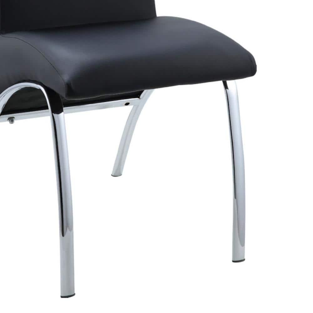 Set of 2 17" Pervis PU Dining Chairs Black/Chrome - Acme Furniture