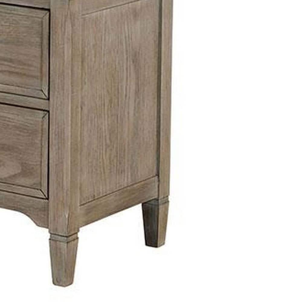 2 Drawer Wooden Nightstand with Round Knobs, Gray - Saltoro Sherpi