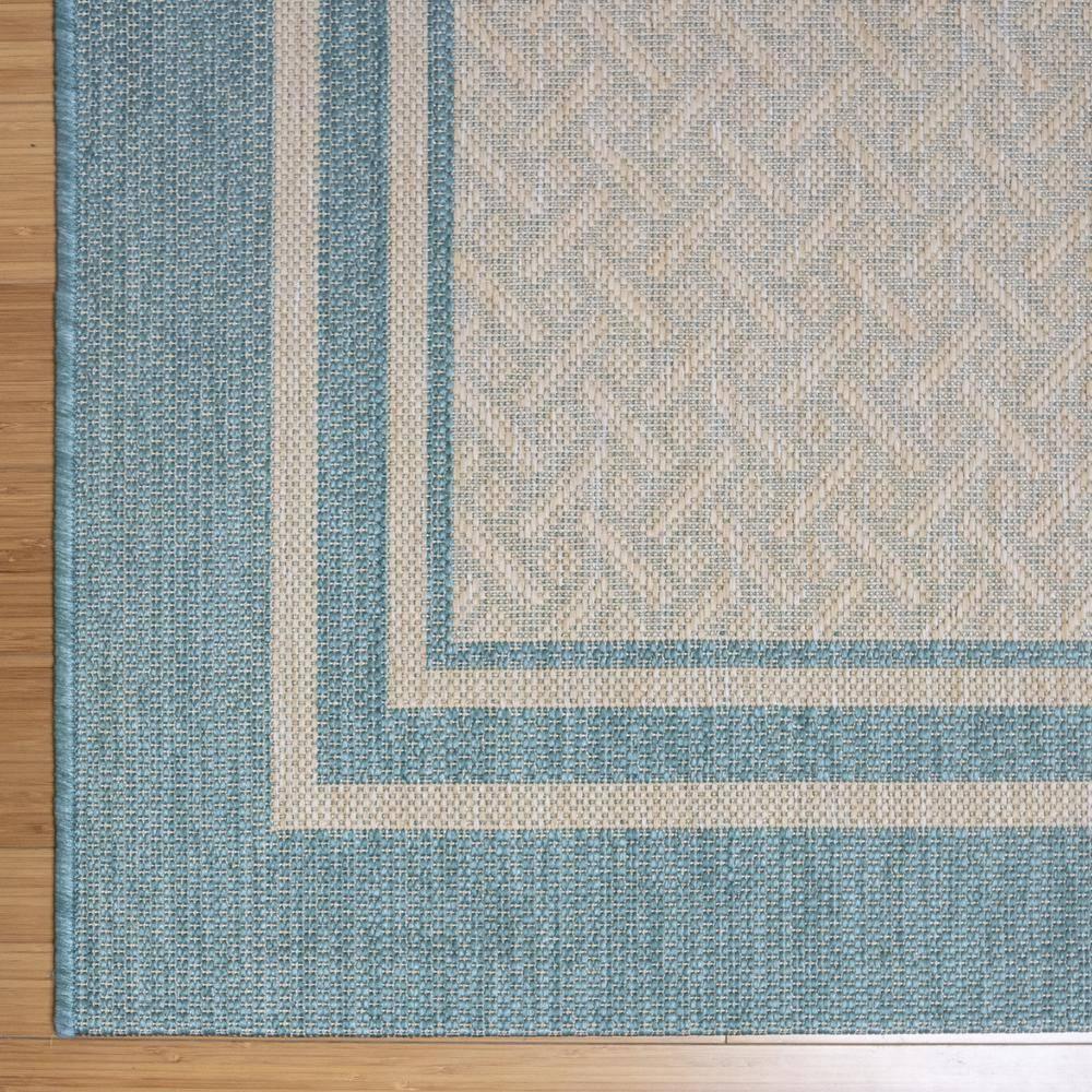 Gertmenian Paseo Soroa Blue/Beige Border Indoor/Outdoor Flatweave Area Rug