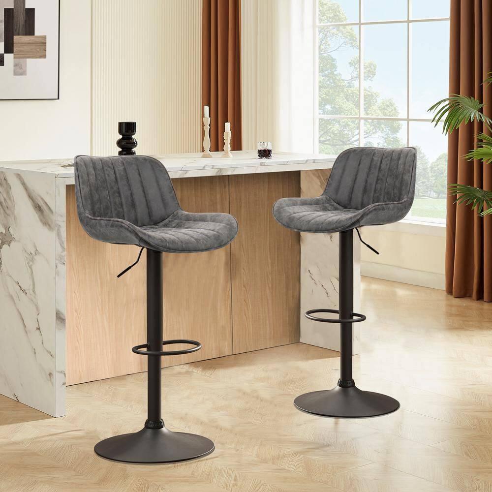 17 Stories Jaiven Swivel Upholstered Adjustable Height Counter Stool with Metal Frame (Set of 2)