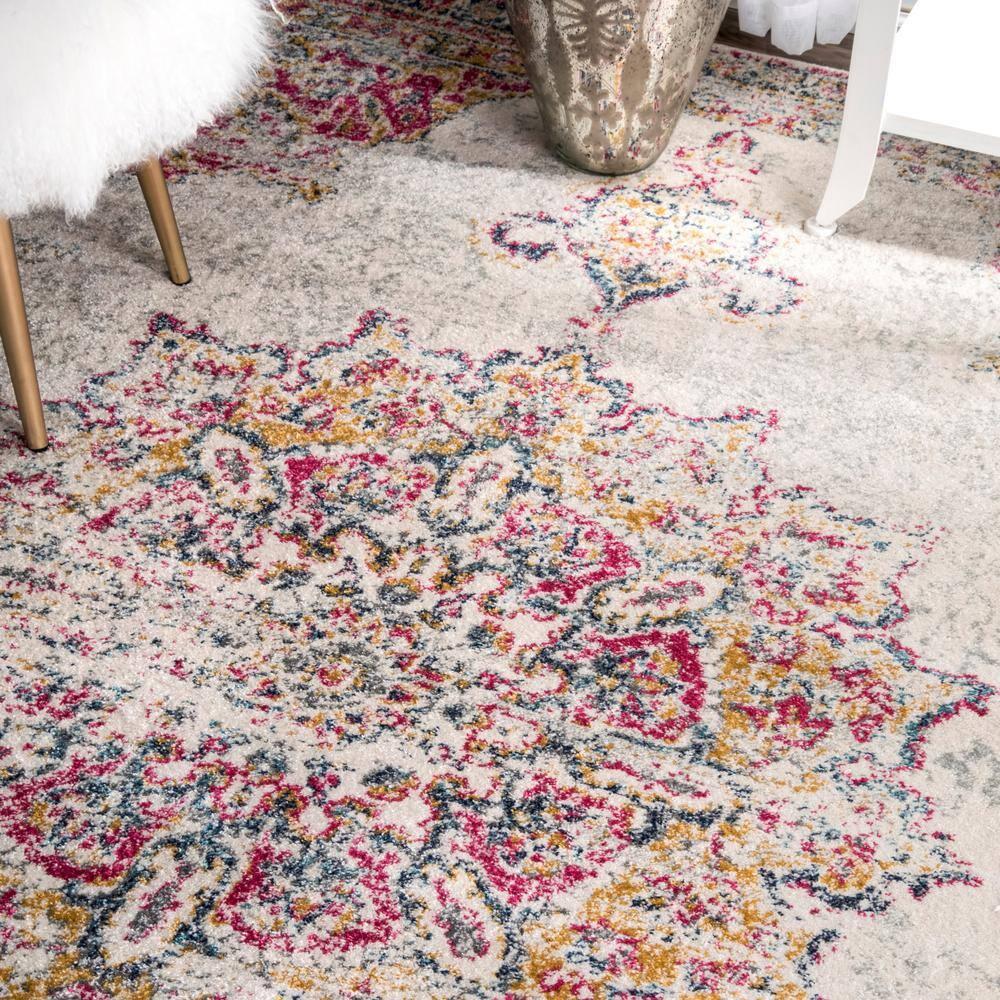 Nuloom Tabitha Oriental/Persian 4x6 Area Rug for Living Room Bedroom Dining Room Kitchen, Pink/Ivory