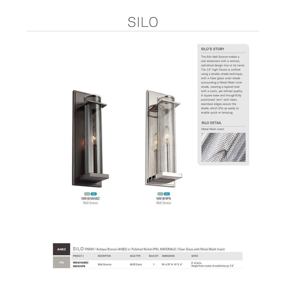 Polished Nickel Cylinder Dimmable Wall Sconce with Clear Glass Shade