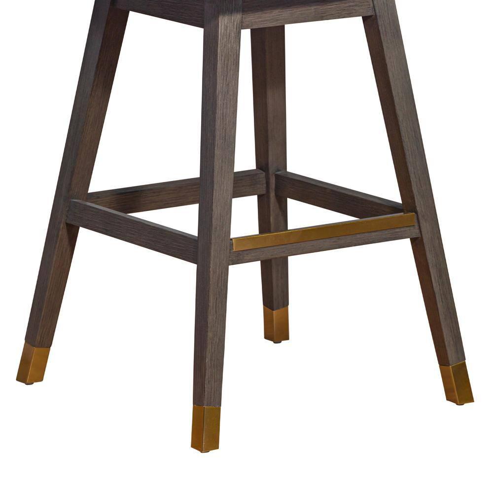 Armen Living Basila Wood Finish with Fabric Swivel Barstool Gray Oak