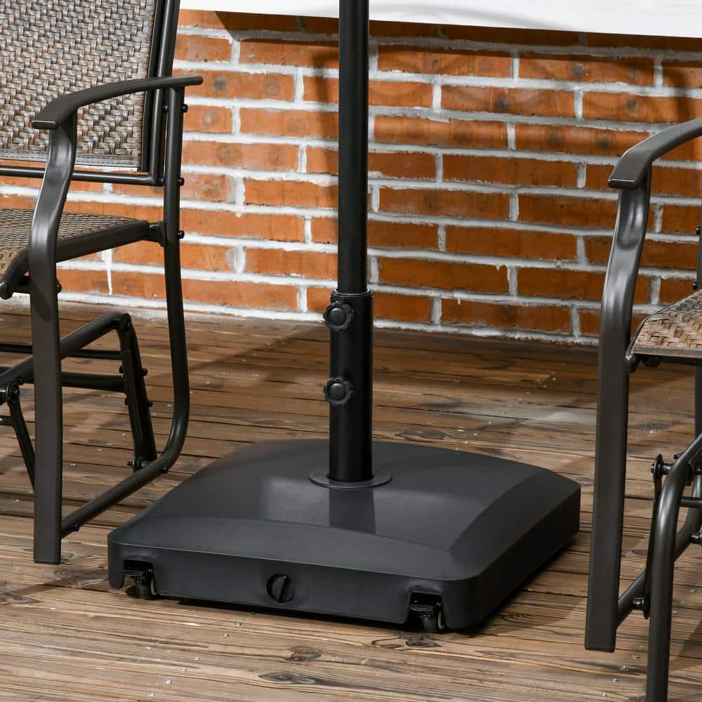 Outsunny Wheeled Patio Umbrella Base, 53lbs Water or 66lbs Sand Filled Heavy Duty Outdoor Umbrella Stand, Black