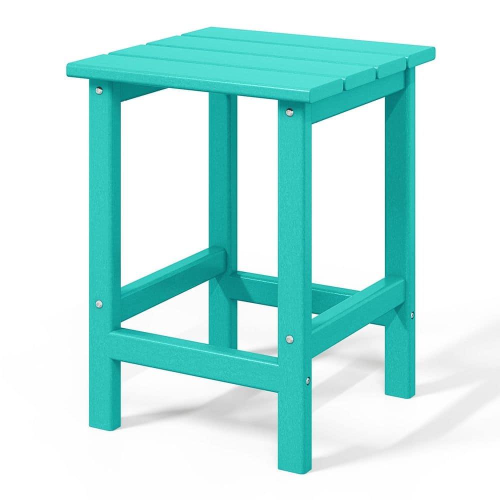 Polytrends  Laguna Hdpe All Weather Outdoor Patio Square Side Table Turquoise