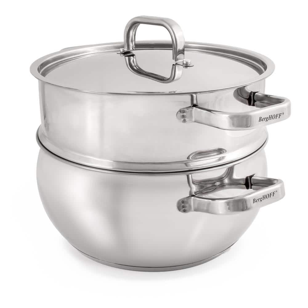 BergHOFF SS 18/10 5.5 Qt Stock Pot With SS Lid, Belly Shape, 9.5"