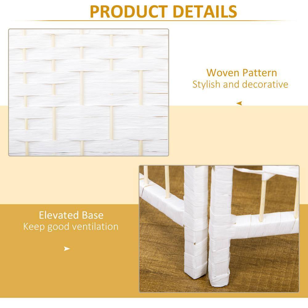 HOMCOM 6 Panel Room Divider Folding Privacy Screen, 5.6' Room Separator, Wave Fiber Freestanding Partition Wall Divider for Rooms, White