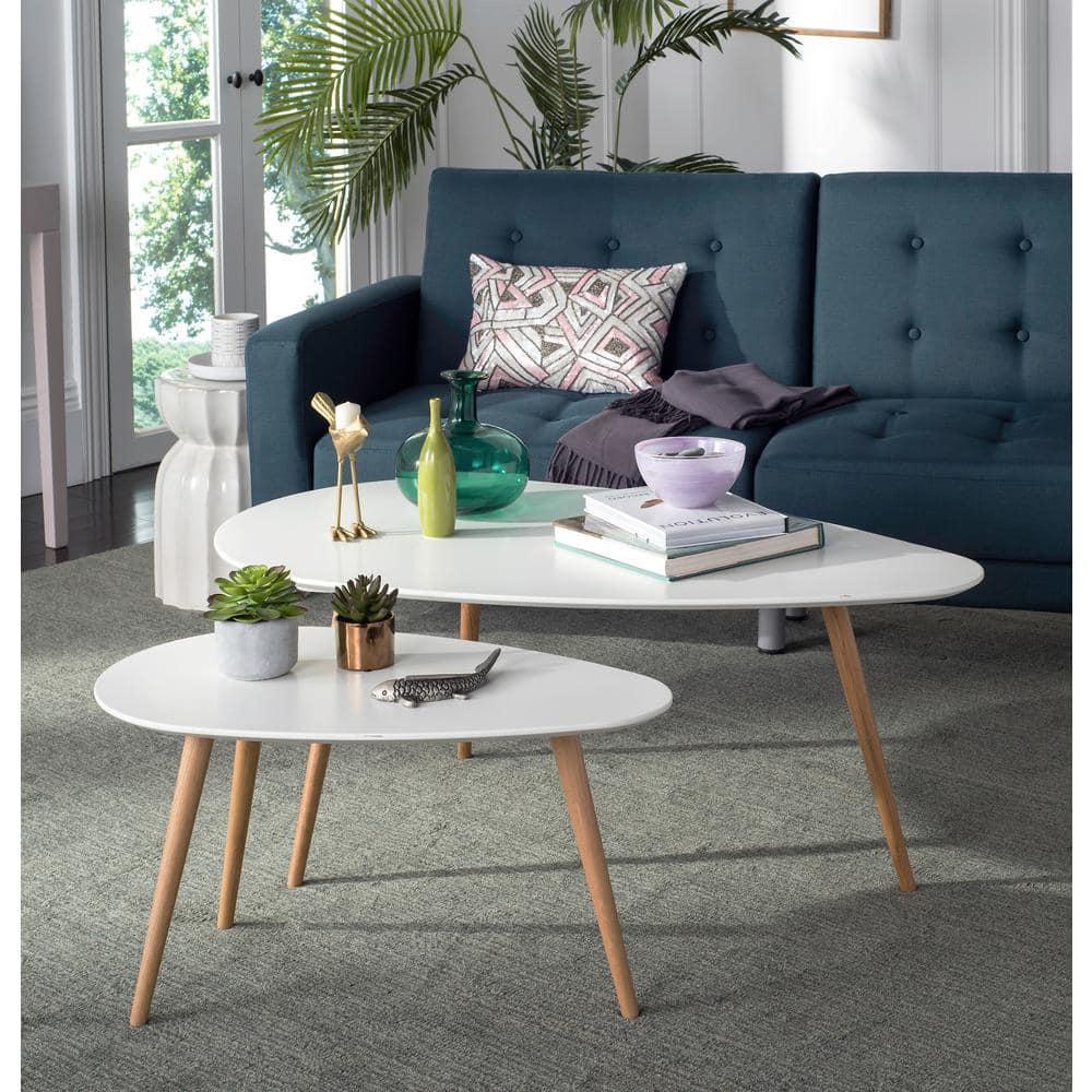 Saffron Split Coffee Table - White/Oak - Safavieh