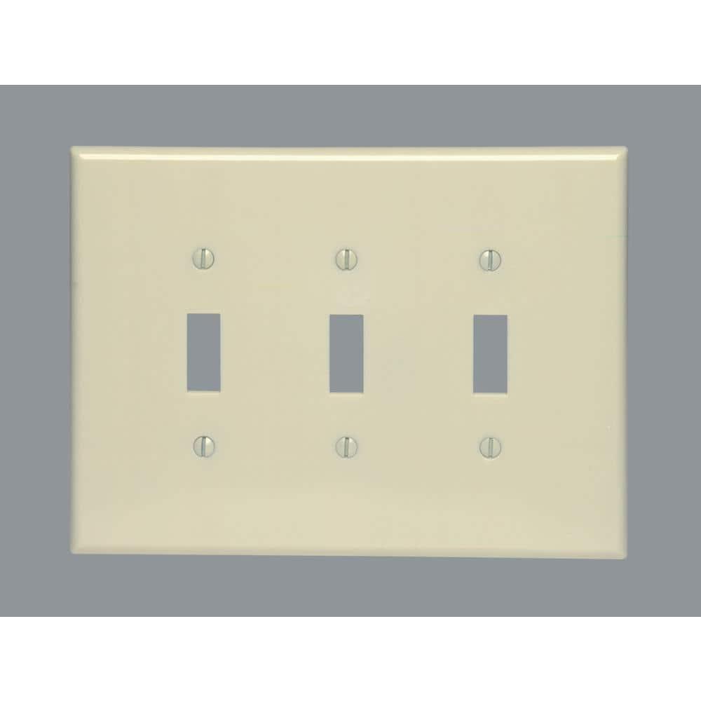 Leviton 86111 3-Gang Toggle Device Switch Wallplate, Oversized, Thermoset, Device Mount, Ivory