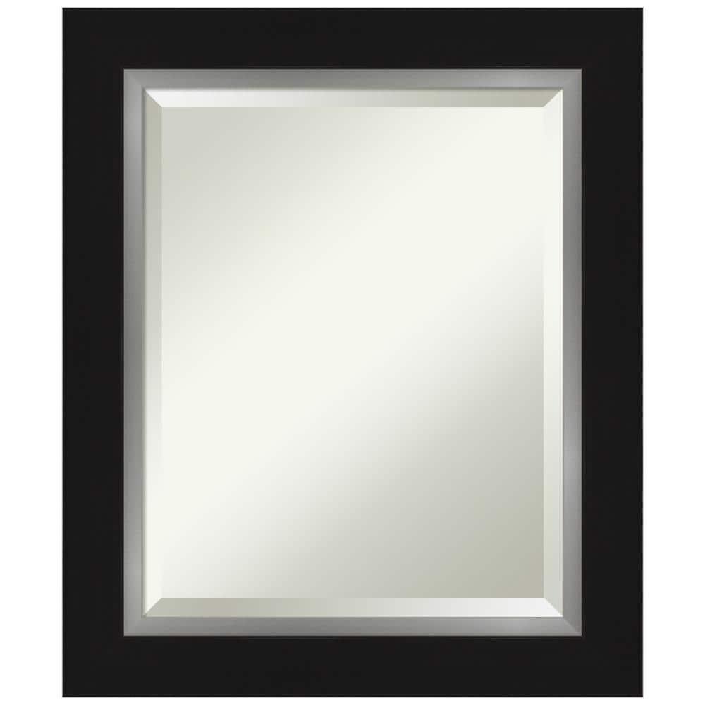 Amanti Art Eva Black Silver Framed Wall Mirror - 21.38 x 25.38 in