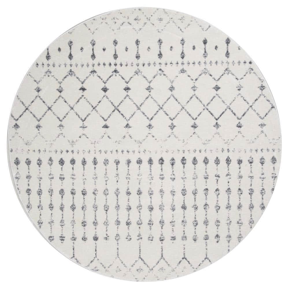 Blythe Modern Moroccan Trellis 6 ft. Gray Round Rug