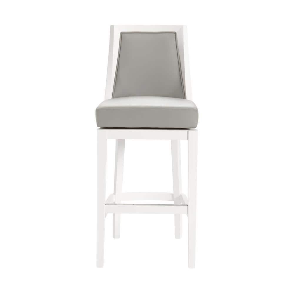 Alaterre Ellie 19" Wide Solid Rubber Wood Frame Linen Fabric Counter Height Swivel Stool With Back