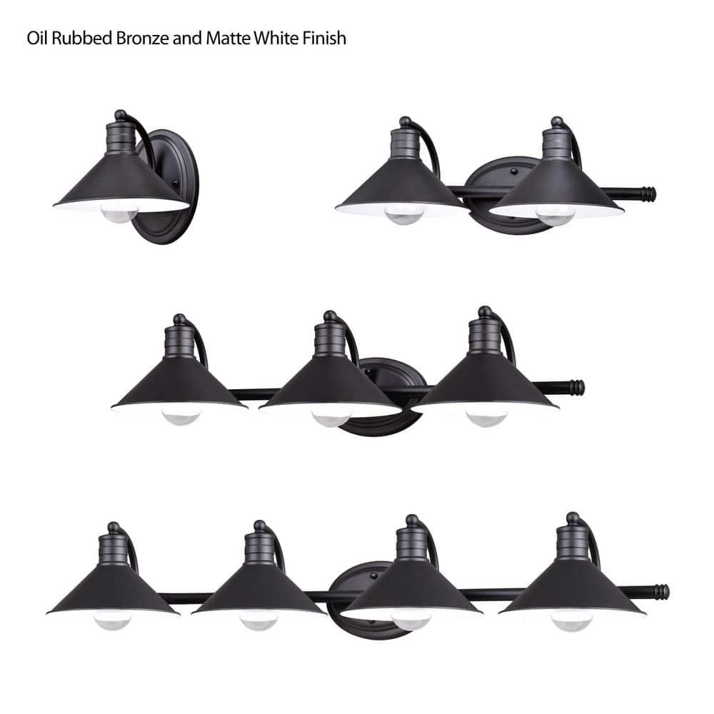 VAXCEL Akron Modern Farmhouse Bathroom Vanity Light Wall Sconce Fixture, Oil Rubbed Bronze and Matte White, 4 Light, 38 inch