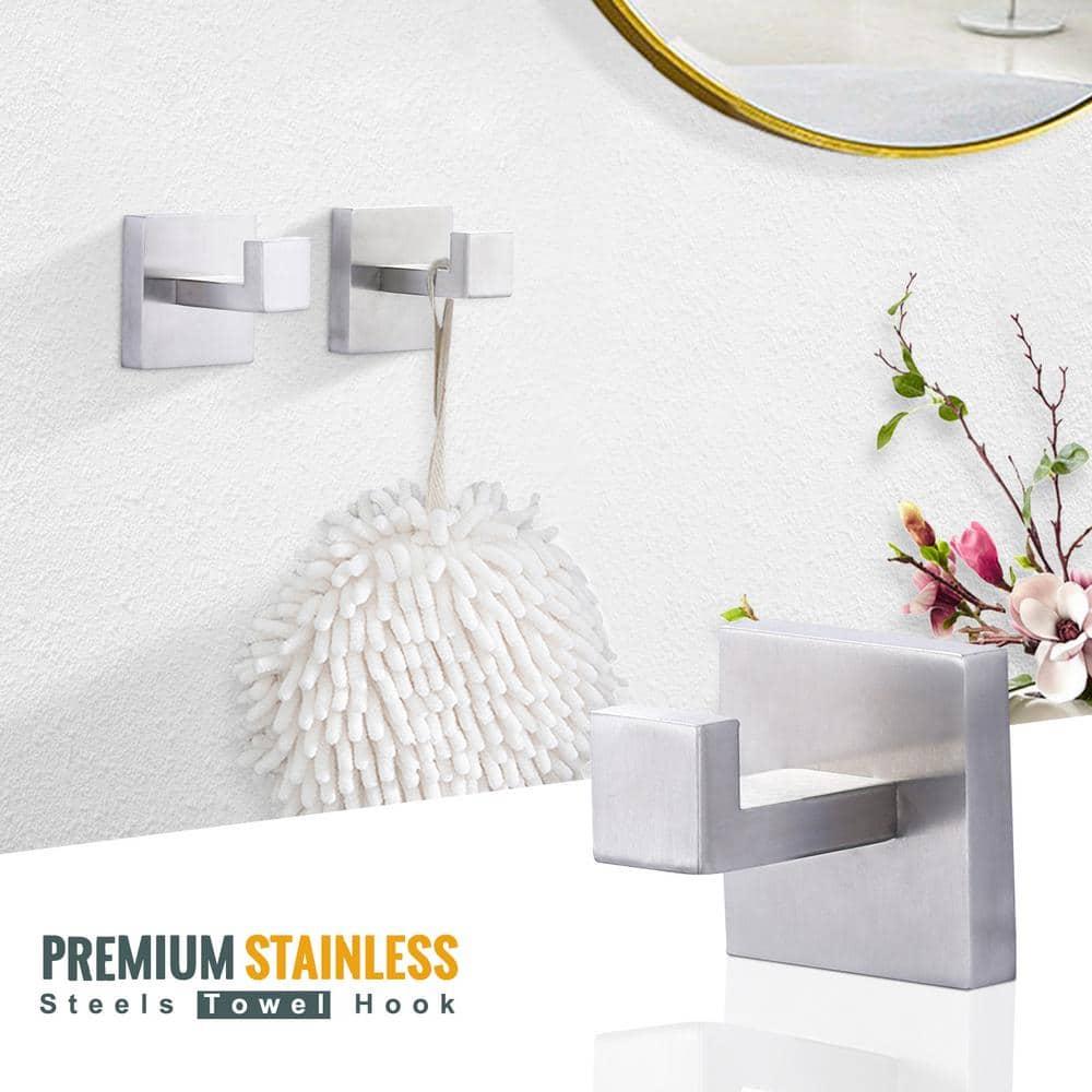 GERZWY Brushed Stainless Steel Towel Hook Robe Hook Coat Hook Heavy Duty Wall Mounted Luxury Hooks for Bathroom Hotel 2 Pack FG1607-2LS