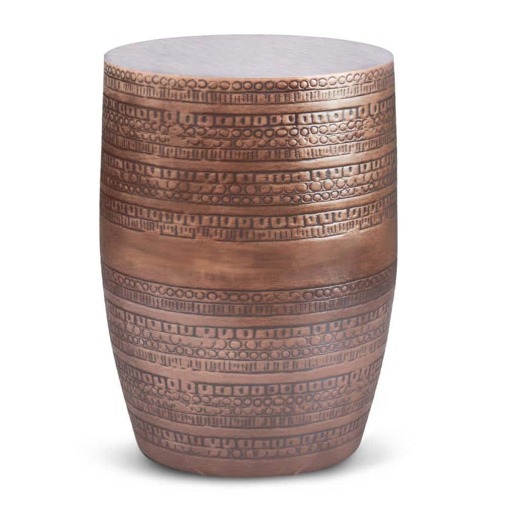 Dakota Fields Johnsen 15 in Large Iron Metal Drum Accent Side End Table