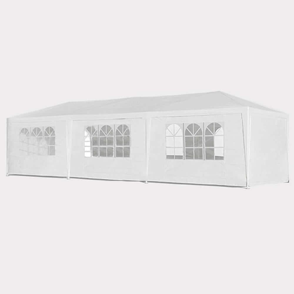 10 ft. x 30 ft. White Wedding Party Canopy Tent Outdoor Gazebo with 8 Removable Sidewalls