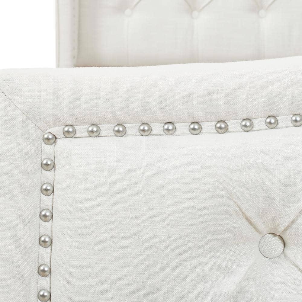 Jennifer Taylor Home Marcella Tufted Wingback King Bed Antique White