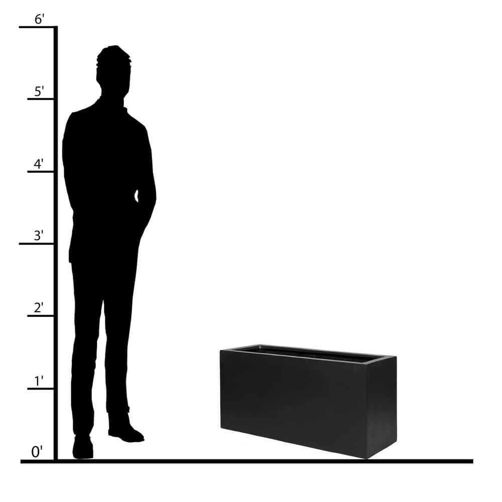 Pottery Pots USA Inc. Pottery Pots Jort Small Fiberstone Indoor Outdoor Modern Rectangle Planter, 16 Inch Tall Black 32"