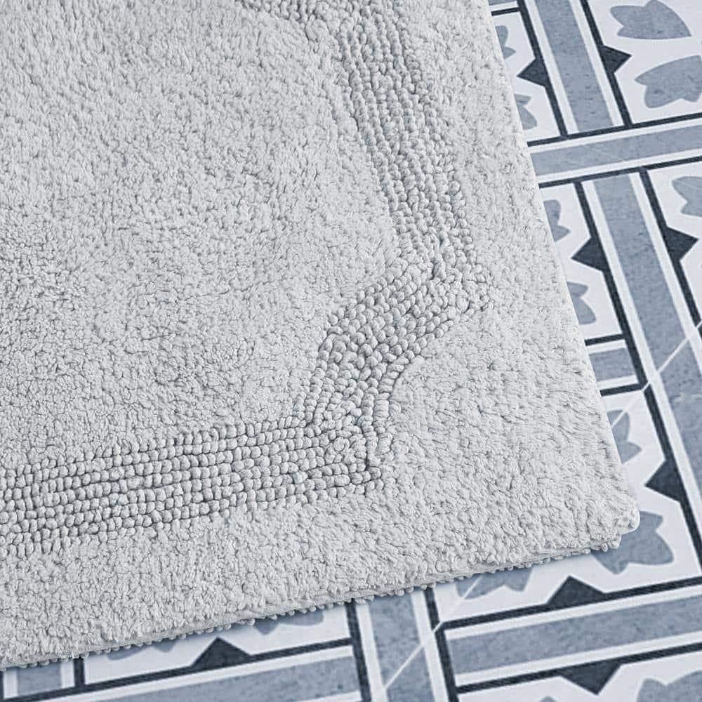 Laura Ashley Reversible Cotton 21 x 34 in. Bath Mat, Light Grey