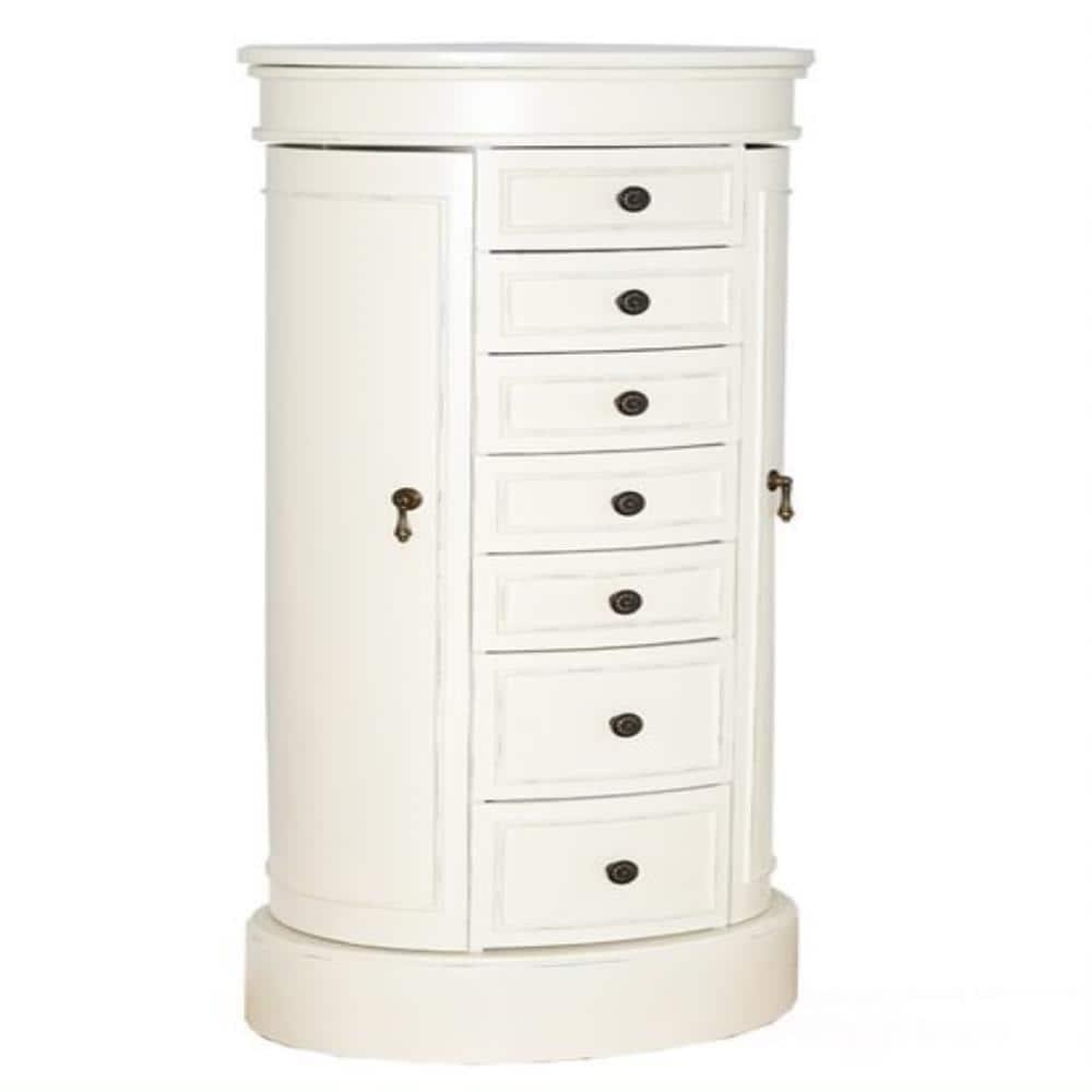 Sabrina White Jewelry Armoire with 7 Drawers