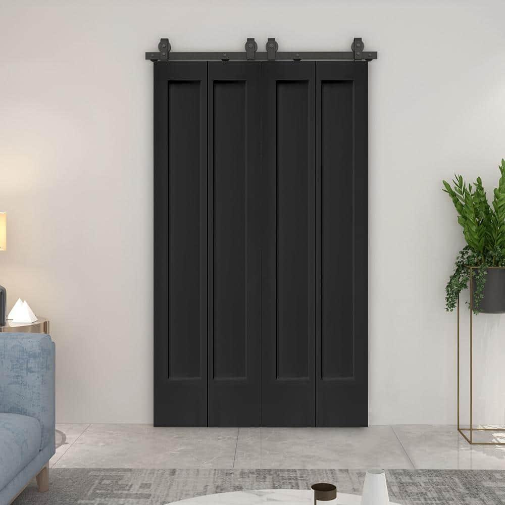 Calhome Paneled MDF Composite Double Bifold Barn Doors with Installation Hardware Kit