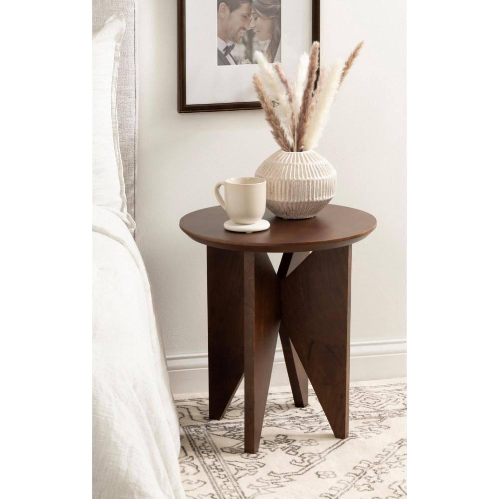 Kate and Laurel Faiza Wood Side Table, 18x18x20, Walnut Brown