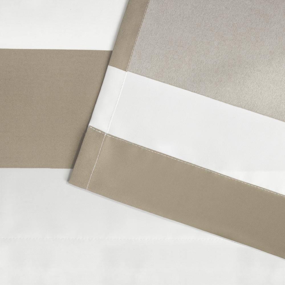 Exclusive Home Cabana Stripe Indoor/Outdoor Light Filtering Grommet Top Curtain Panel Pair, 54"x96", Taupe