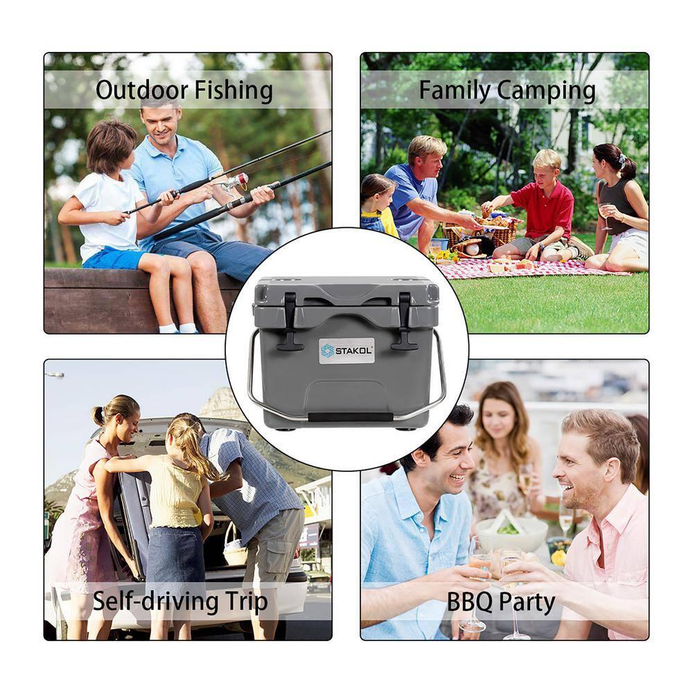 Costway 16 Quart Cooler Portable Ice Chest Leak-proof 24 Cans Ice Boxfor Camping