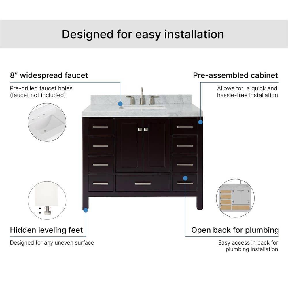 Cambridge 42'' Single Bathroom Vanity with Carrara Marble Top