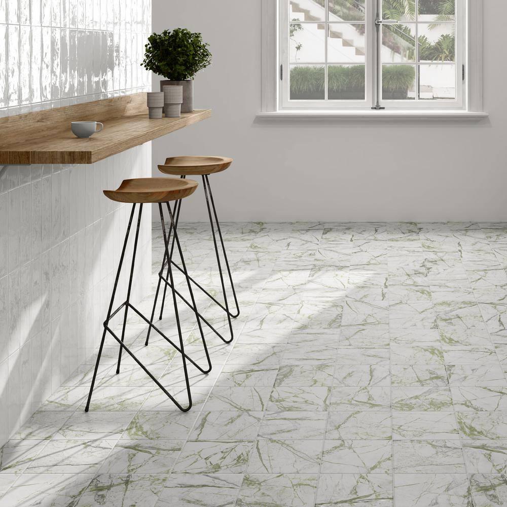 Supreme Tile Senzia Square 7.87 in. x 7.87 in. Matte Porcelain Marble look Floor and Wall Tile