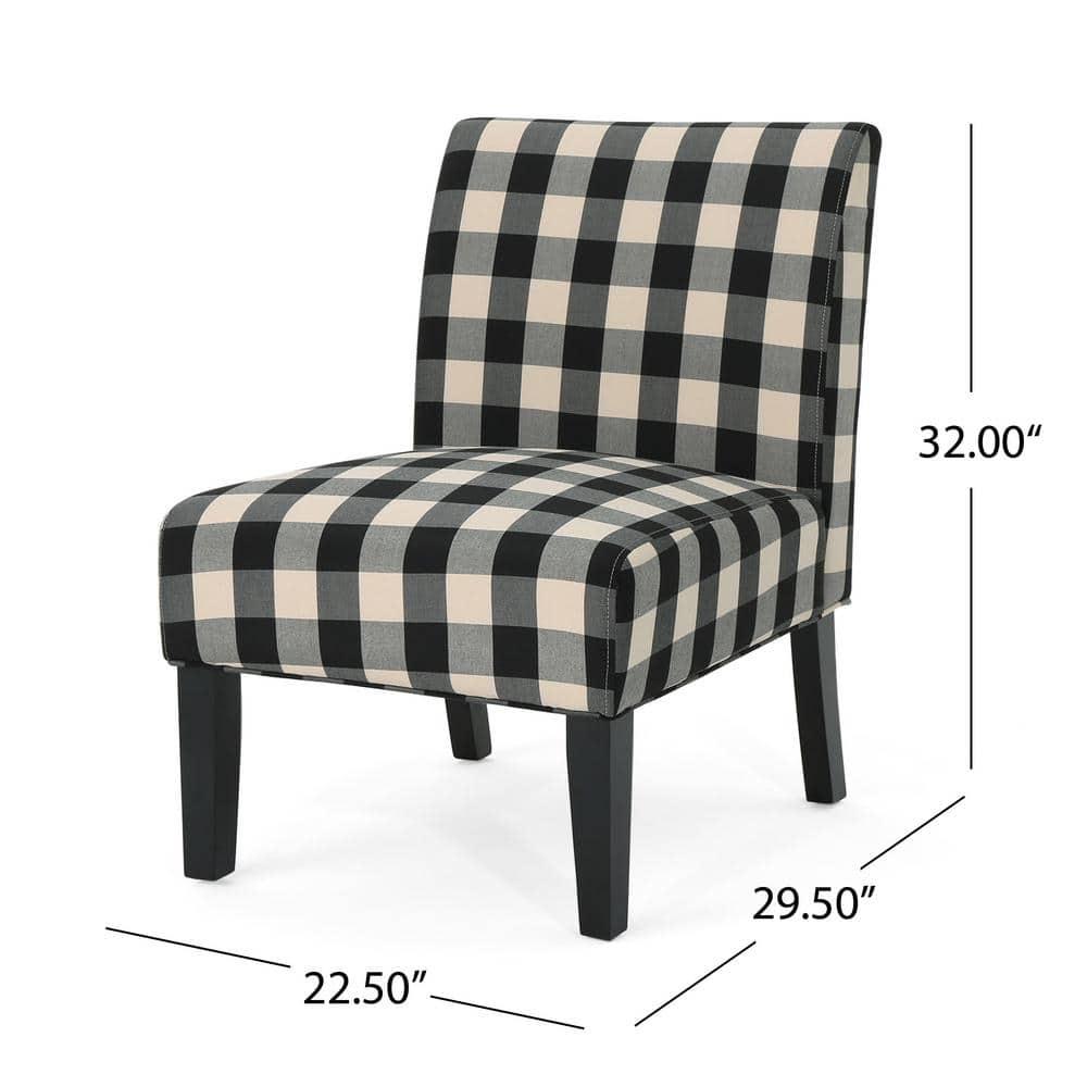 Kassi Traditional Black Checkerboard Fabric Accent Chair