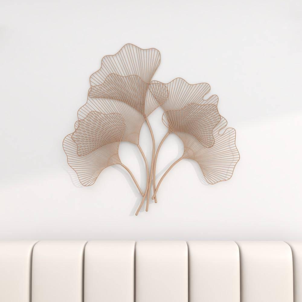 Deco 79 Metal Leaf Home Wall Decor Wall Sculpture with White Accents, Wall Art 25" x 2" x 40", Gold