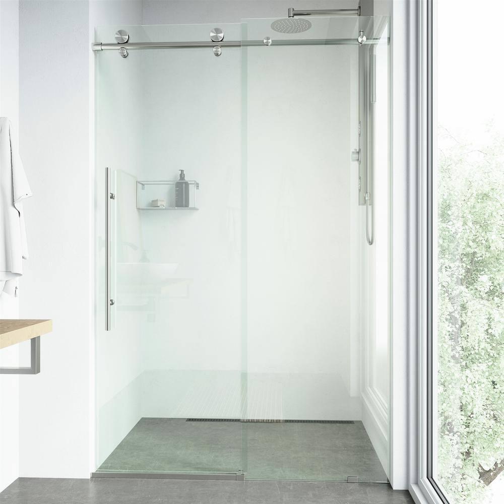 Elan E-Class 44-48" W x 76" H Sliding Frameless Shower Door with 3/8" Clear Glass