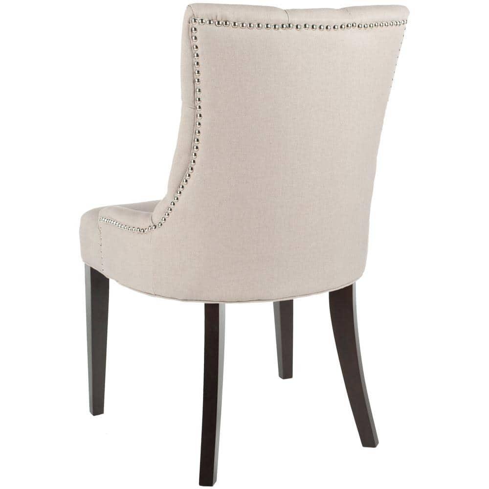 Abby 19''H Tufted Side Chairs (Set Of 2)  Silver Nail Heads - Taupe - Safavieh