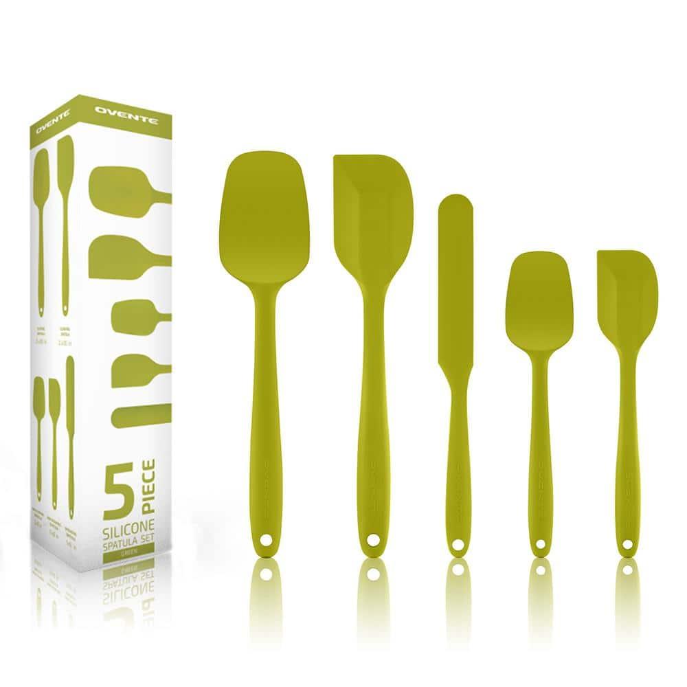 OVENTE Silicone Spatula , Food Grade Rubber Spatulas Heat Resistant w/ Stainless Steel Core & Seamless Design, Non Stick Rubber Spatula for Mixing, Baking & Cooking, 5 Pieces