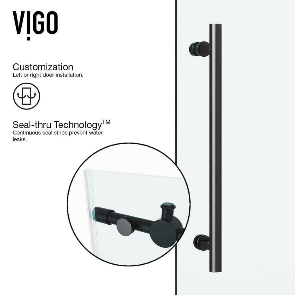 Elan 56-60" W x 74" H Sliding Frameless Shower Door with 3/8" Clear Glass