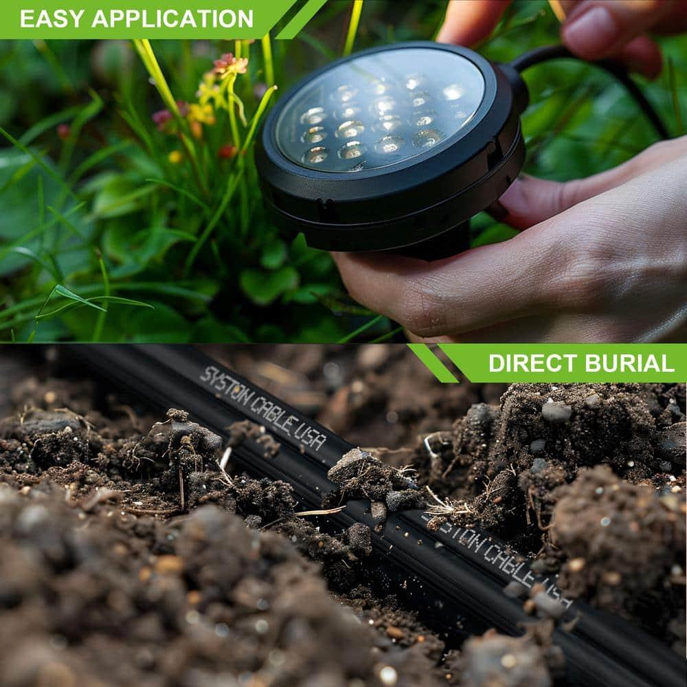 SYSTON 12/2 Low Voltage Landscape Lighting Direct Burial Stranded Wire Cable, 12 Gauge 2 Copper Conductors for Outdoor Spotlight Pathway Lighting and More Low Voltage Applications Use - 100 FT