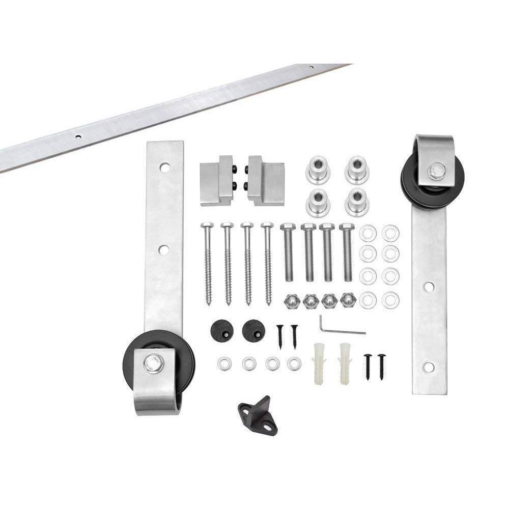 Calhome 36'' x 84'' Solid Wood Paneled Painted with Installation Hardware Kit Barn Door