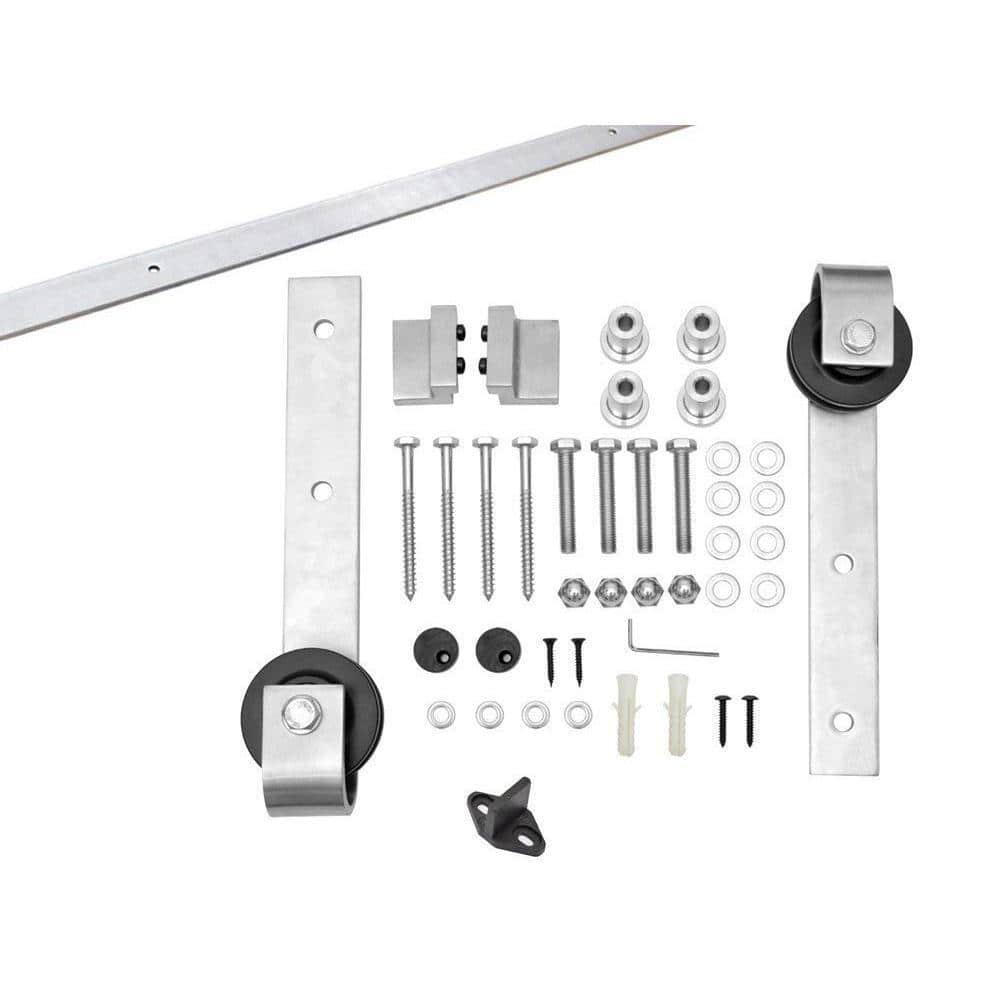 Calhome 84'' Solid + Manufactured Wood Paneled Painted with Installation Hardware Kit Barn Door