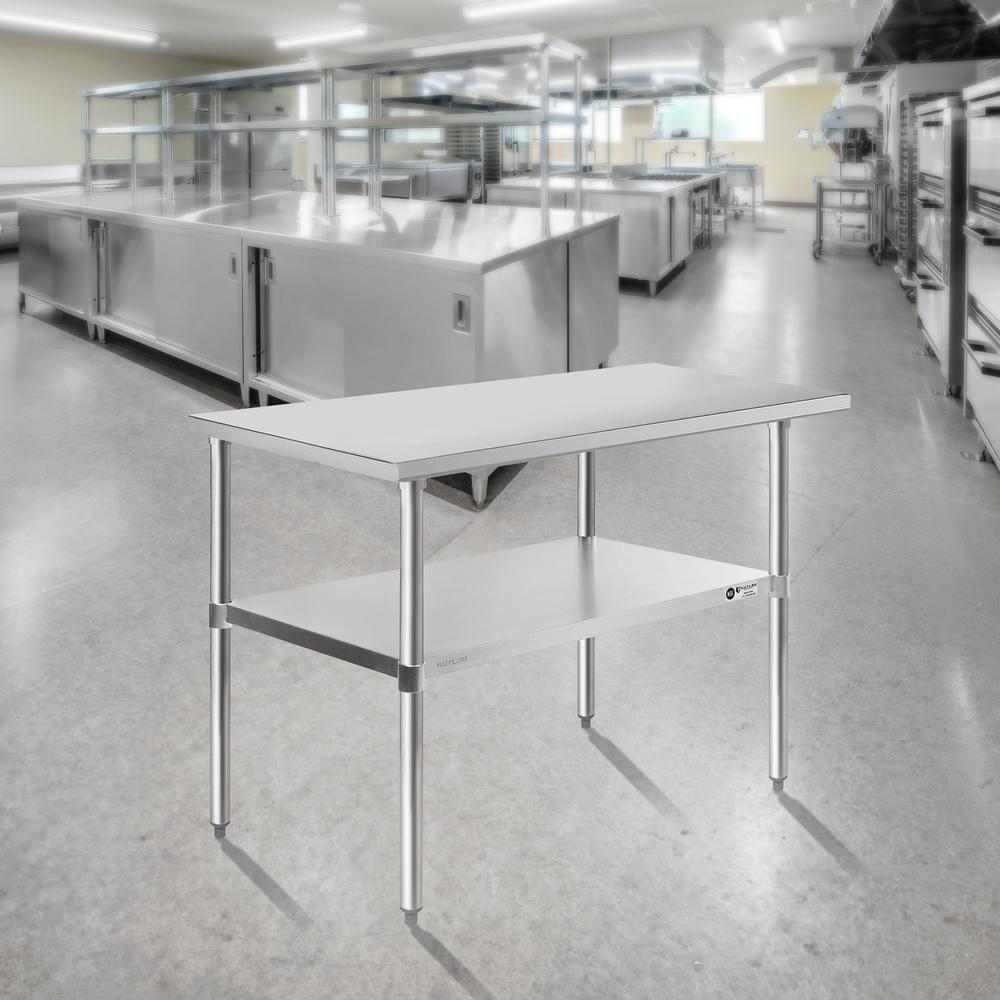 GRIDMANN 30" D x 34.5" H Stainless Steel Prep Station with Undershelf