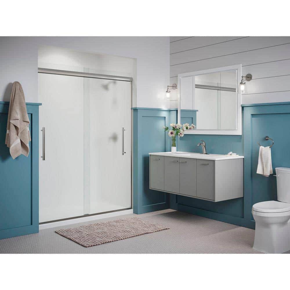 Pleat Frameless Sliding Shower Door, 79-1/16 In. H X 54-5/8 - 59-5/8 In. W, With 5/16 In. Thick Frosted Glass