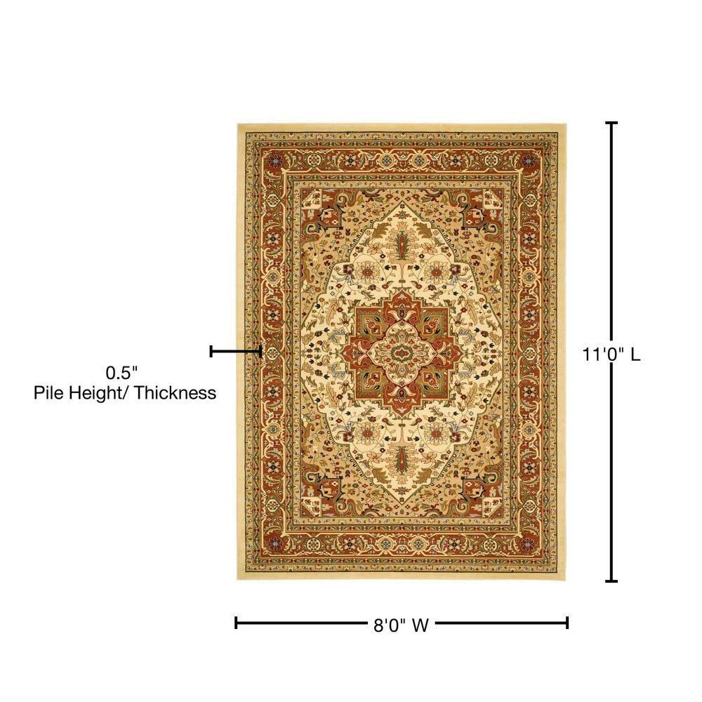 Lyndhurst Heriz LNH330 Power Loomed Area Rug - Ivory/Rust - 8'x11' - Safavieh