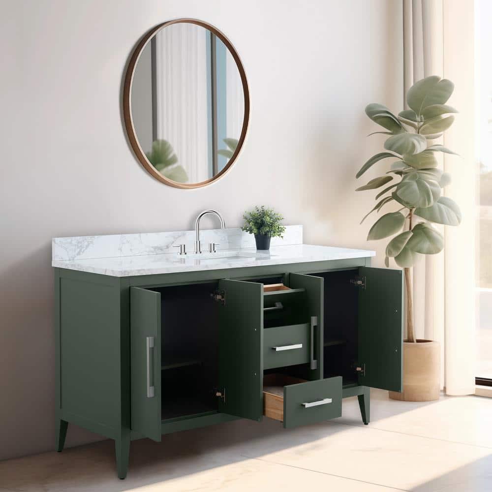 60'' Single Bathroom Vanity with Engineered Marble Top