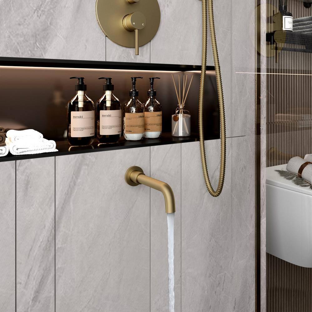 Luxury Wall-Mounted 3-Function Shower System Solid Brass Mixer Valve, 1.8 GPM Flow & Dual Showerheads with Rough-in Valve